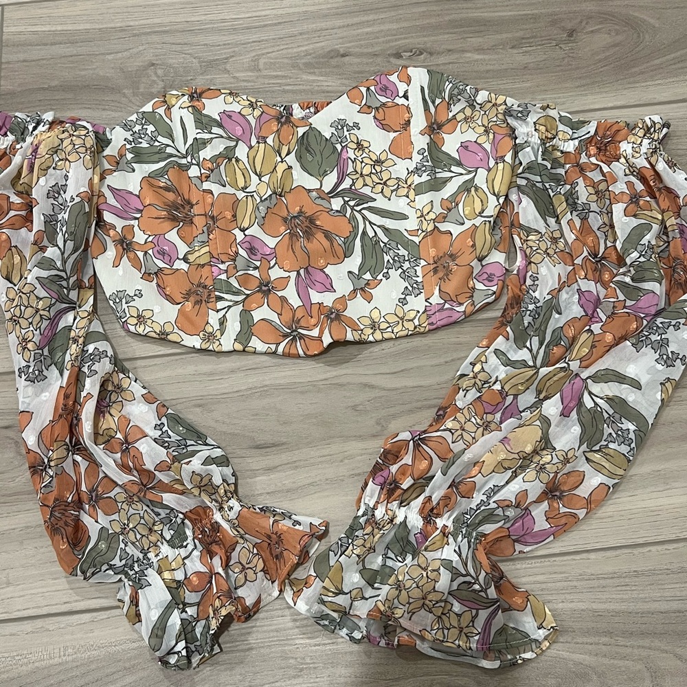 Floral Off the Shoulder Corset Crop Top